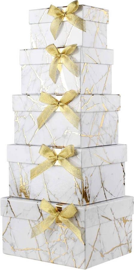 Rechthoekige geschenkdoos opbergdoos met deksel geschenkdoos taartdoos karton opbergdozen geschenkdoos met strik set van 5
