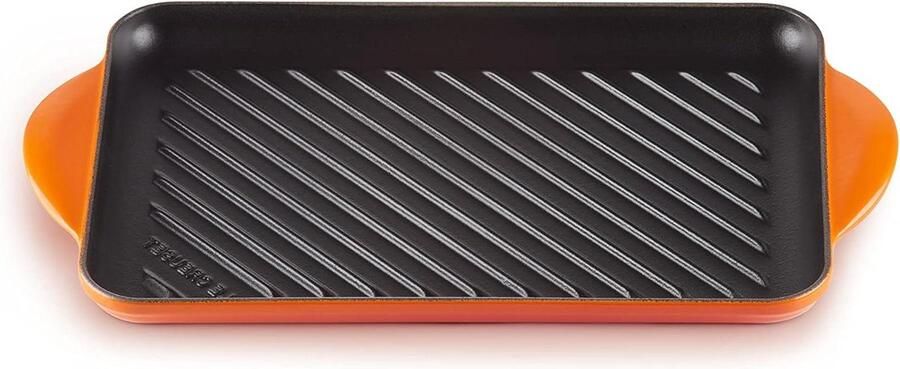 Rechthoekige grillpan voor vetarm koken op inductie Geëmailleerd gietijzer 325 cm Vulkanisch Grilplaat