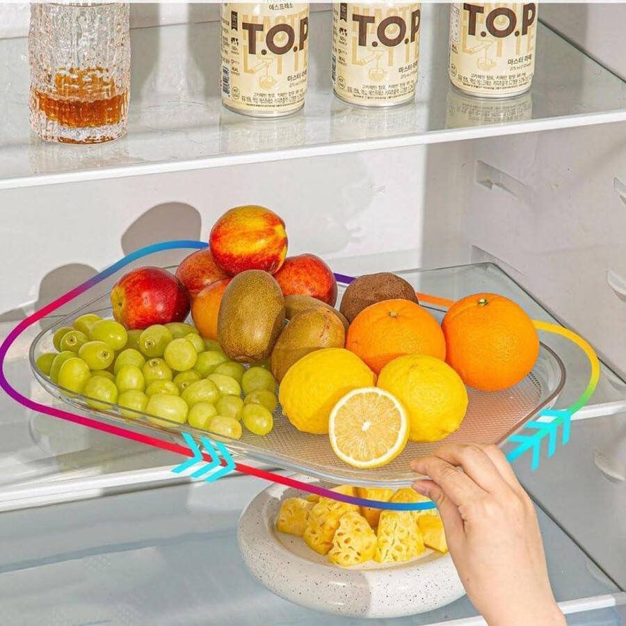 Rechthoekige Koelkast Draaiplateau Organizer Antislip Draaiplateau Transparant 360 Graden Draaibaar Koelkastrek 398 cm