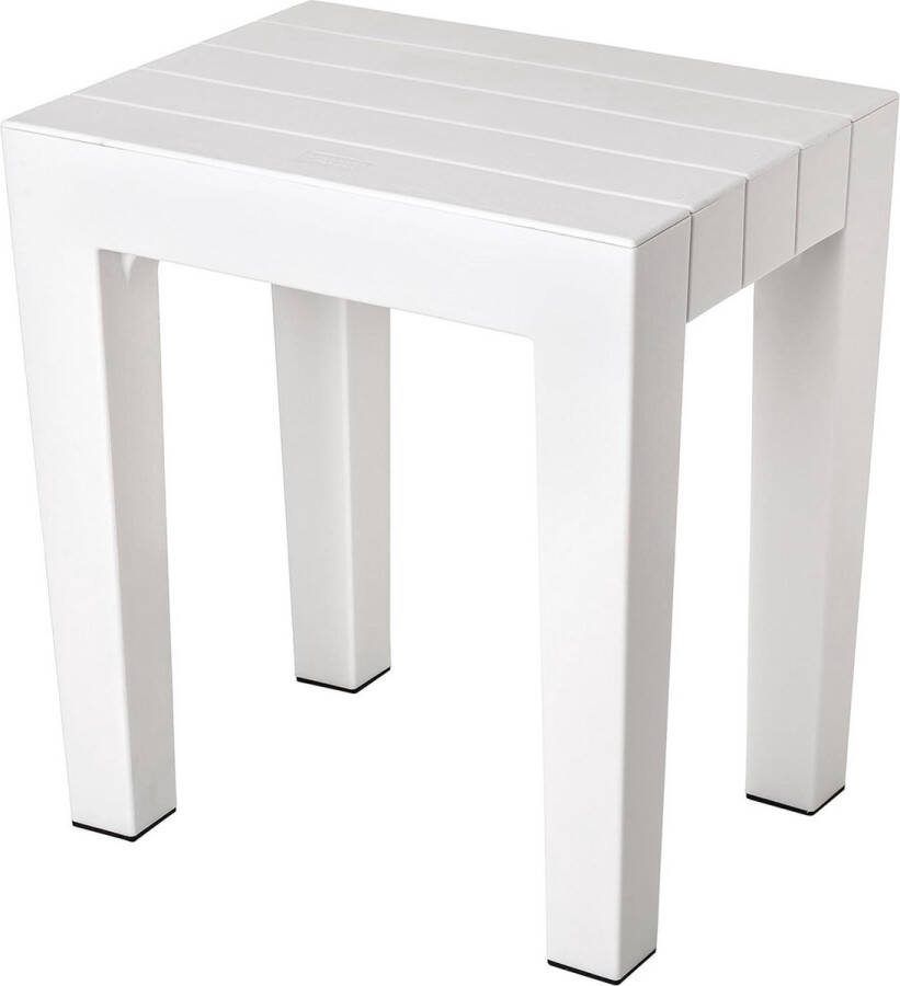 Rechthoekige kruk van wit gestructureerd polypropyleen Anti-UV-bescherming Geschikt voor binnen en buiten Maat 38x29x41m5 cm