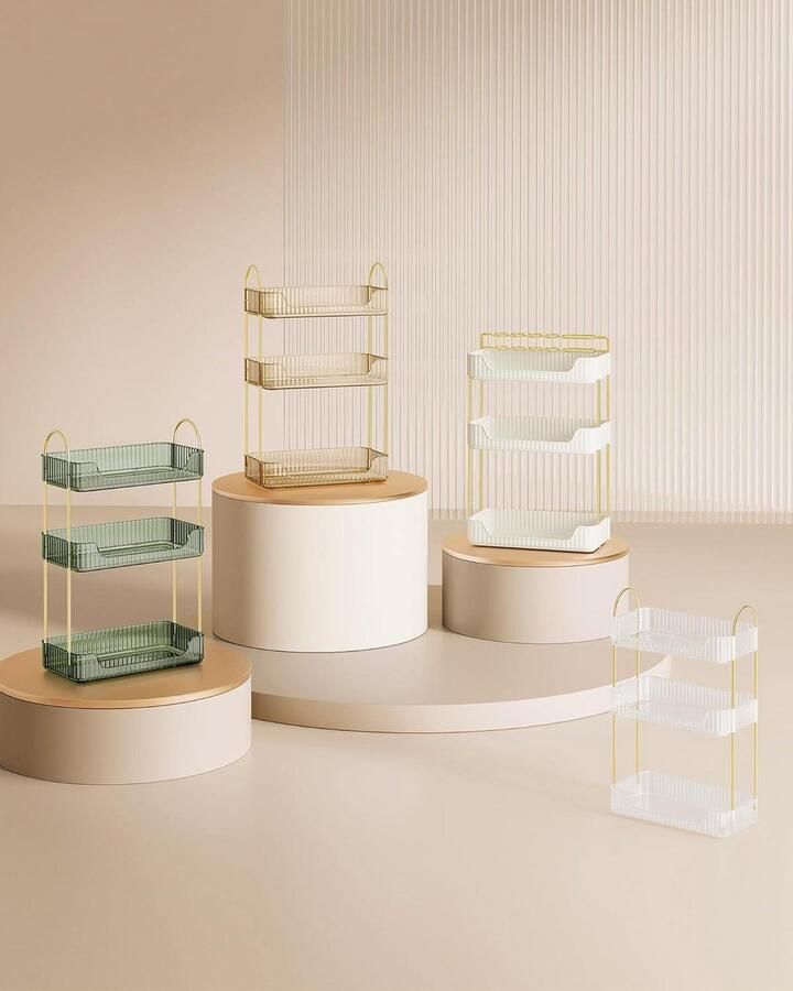 Rechthoekige Make-up Organizer 2 soorten accessoires 3 lagen Verstelbare Cosmetische Kaptafel Organisator-opbergruimte Transparant JKA013W01