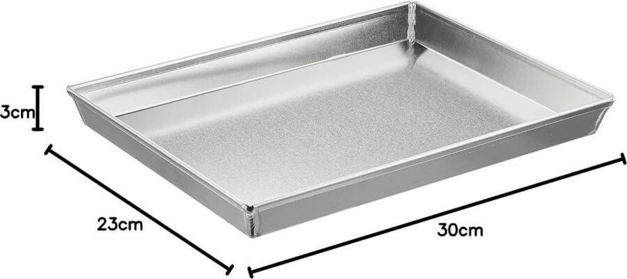 Rechthoekige ovenschaal aluminium grijs 30 x 23 x 3 cm