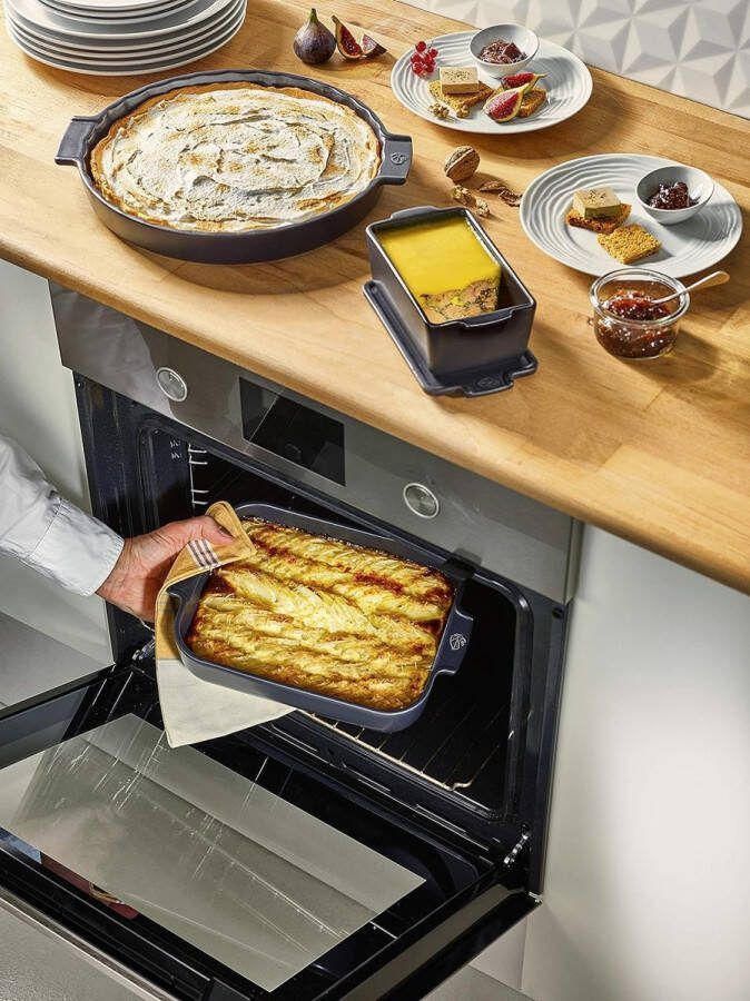 Rechthoekige ovenschaal Appolia 25 cm van keramiek diepblauw I -20 tot 250 °C temperatuurbestendig I premium ovenschaal met hoge rand I ideaal voor 2-4 personen