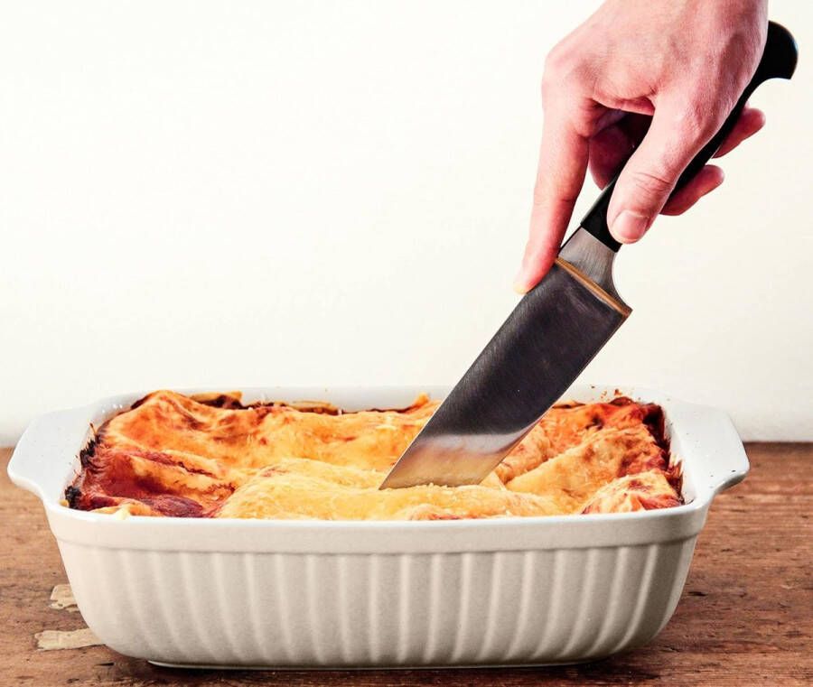 Rechthoekige ovenschaal ideaal ook voor lasagne als bakvorm en tiramisuvorm kras- en snijbestendige hoekige ovenvorm 33 x 24 x 8 cm keramiek grijs