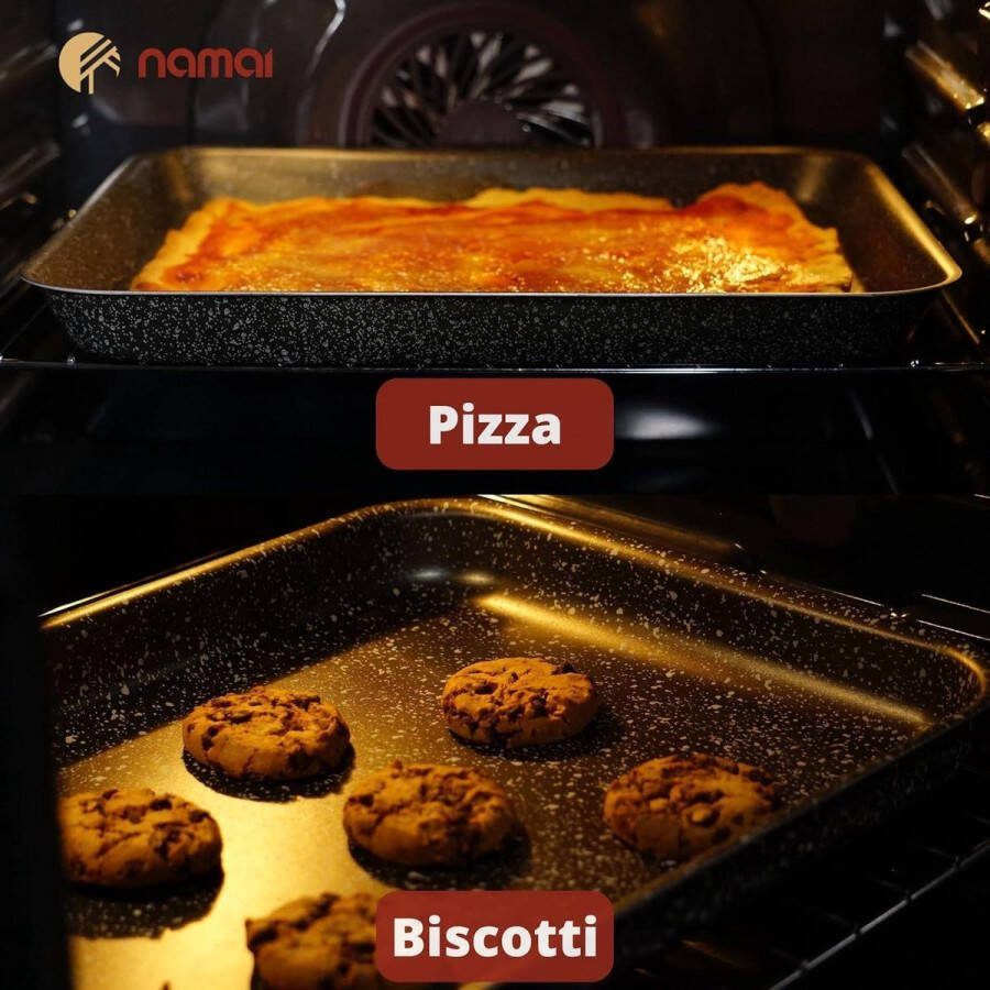 Rechthoekige pizzaplaat anti-aanbaklaag steeneffect bakvorm professionele pizza bakplaat (40 x 28)