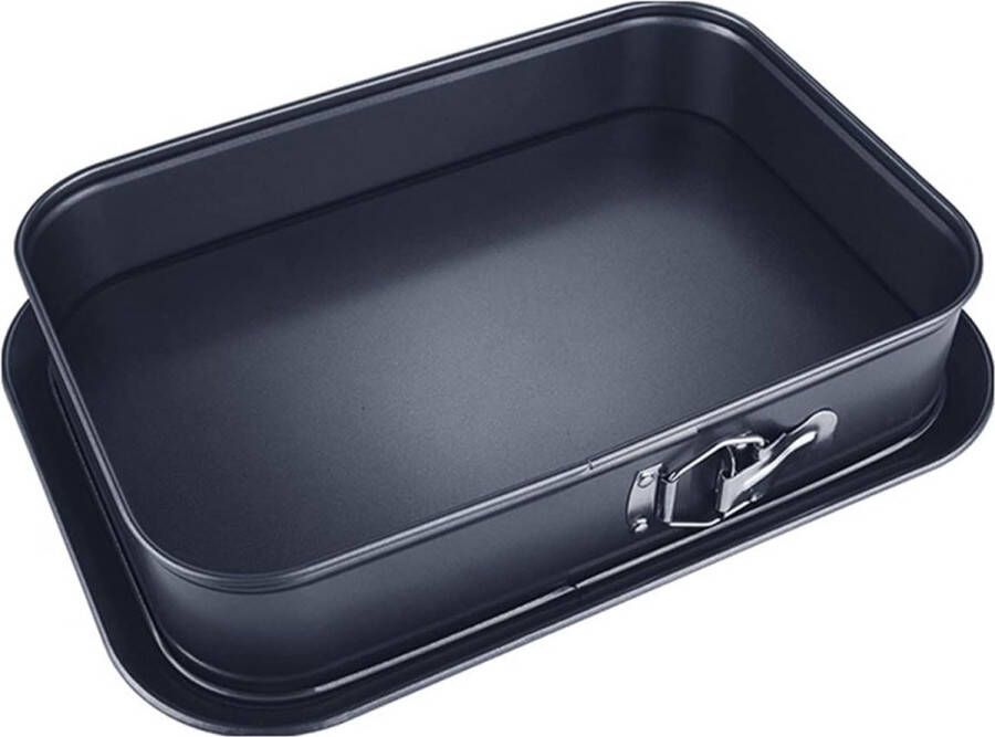 Rechthoekige springvorm bakvorm antiaanbaklaag 39 x 28 cm levende bakvormen zwarte antiaanbaklaag eenvoudig te gebruiken en gemakkelijk te reinigen geschikt voor thuis bakken (zwart)