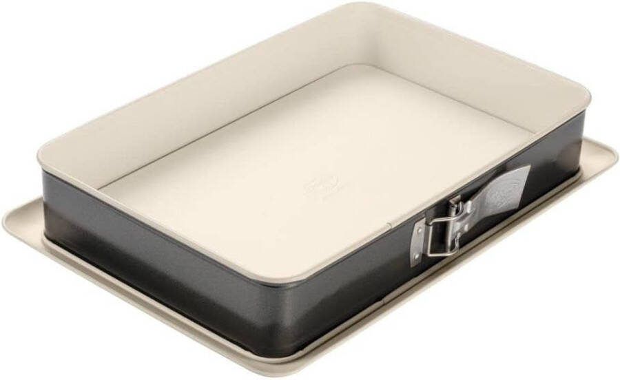 Rechthoekige springvorm staal crème antraciet 38 cm