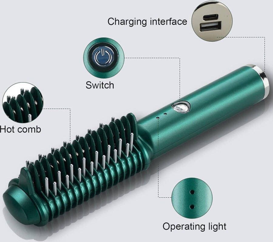 Rechttrekken Borstel Kam Draadloos en USB Oplaadbaar 2 In 1 Styling Borstel Thuis Gebruik Quick Hair Styling