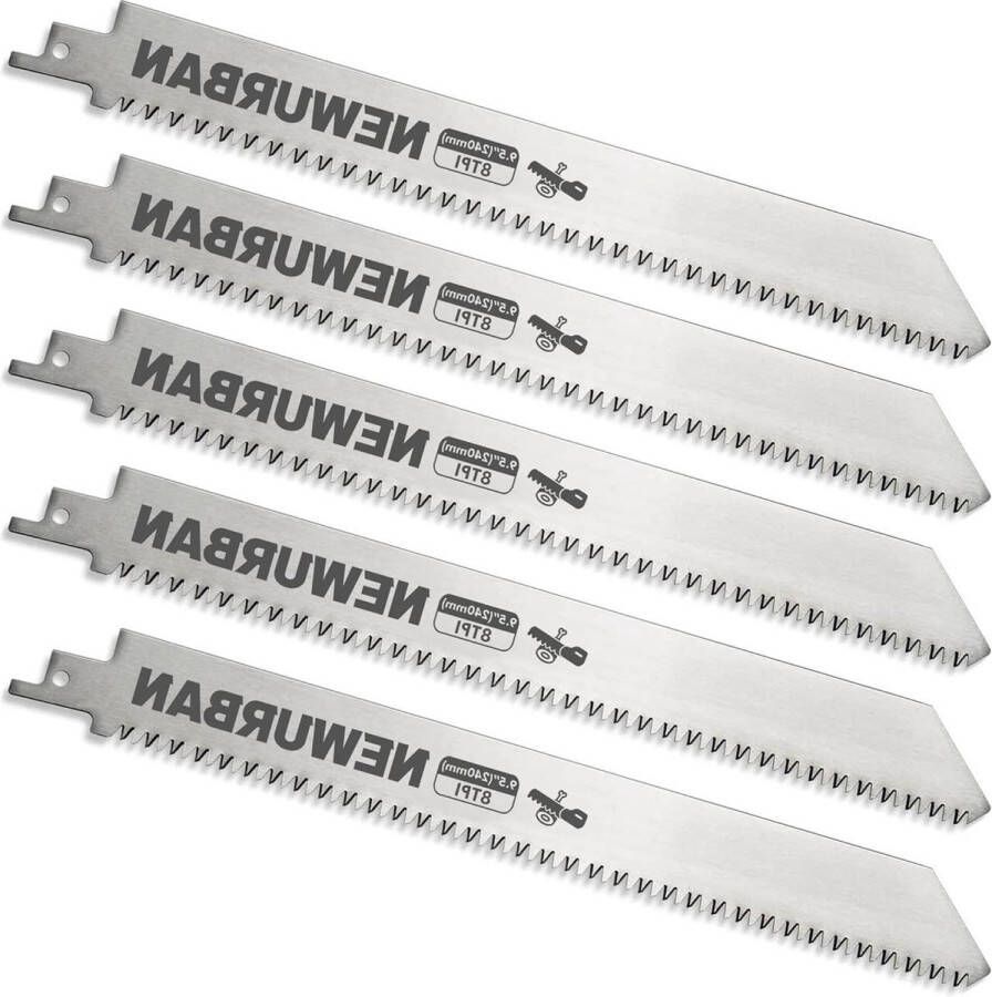 Reciprozaagbladen 8 TPI 95 inch (240 mm) Set van 5 roestvrijstalen zaagbladen voor bevroren vlees en botten