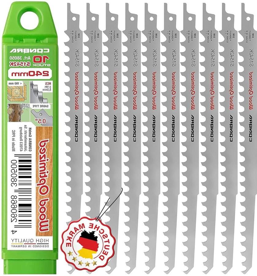 Reciprozaagbladen hout 10x S1542K zaagbladen reciprozaag 10-delig Voor Bosch 240 mm Tijgerzaag zaagblad