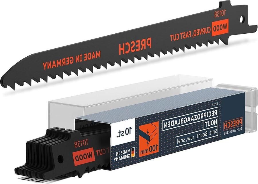 Reciprozaagbladen hout 130mm 10 stuks Gebogen zaagsnede Zaagbladen keukenbladen Zaagbladset inclusief doos