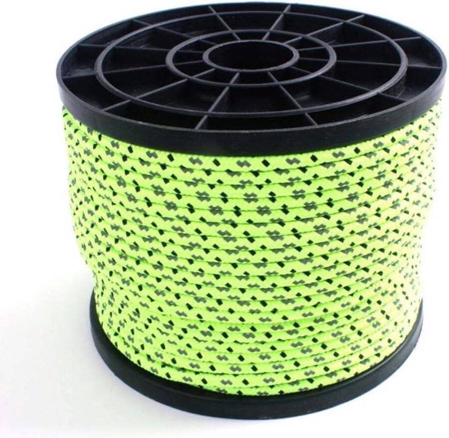 Reflecterend nylon camping touw 50 meter outdoor windtouw voor kamperen en wandelen fluorescerend groen 4 mm