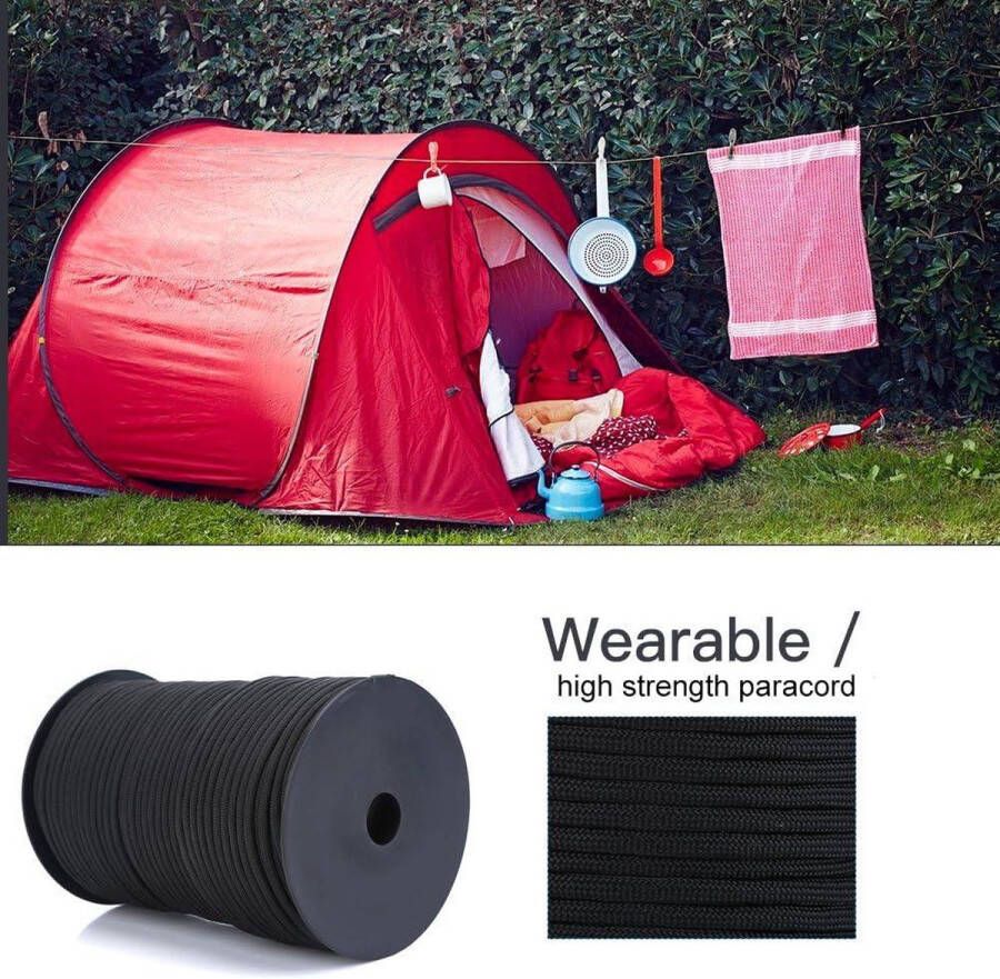 Reflecterende Parachutekoord 550 Meerdere Kleuren 9 Strand Core 100m Paracord Touwen voor Survival Camping Klimmen Bergbeklimmen Tenten Accessoires