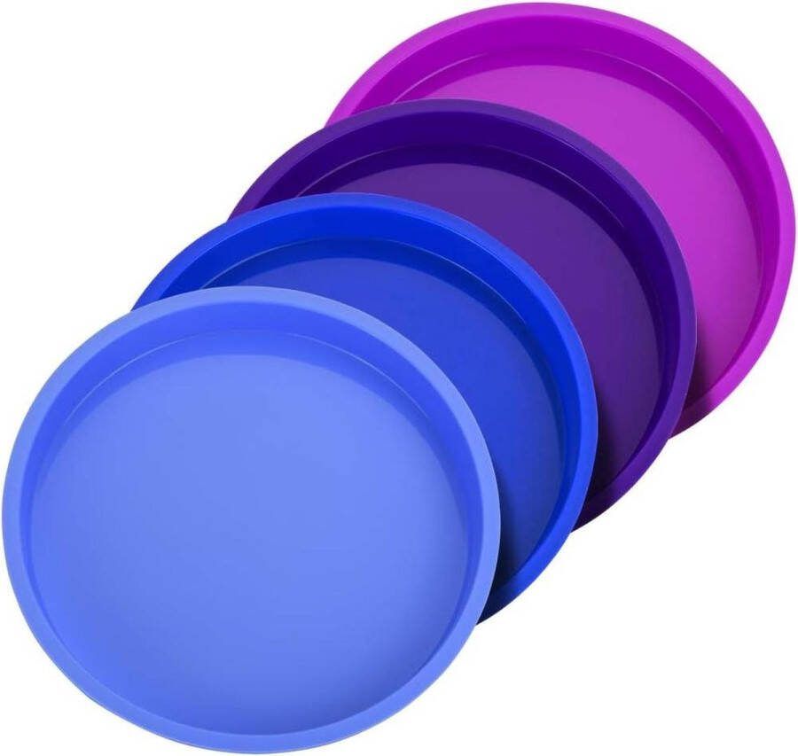 Regenboog en ronde siliconen cakevormen set 4 stuks 20 cm bakvormen met antiaanbaklaag voor etage taarten pannenkoeken pizza omeletten