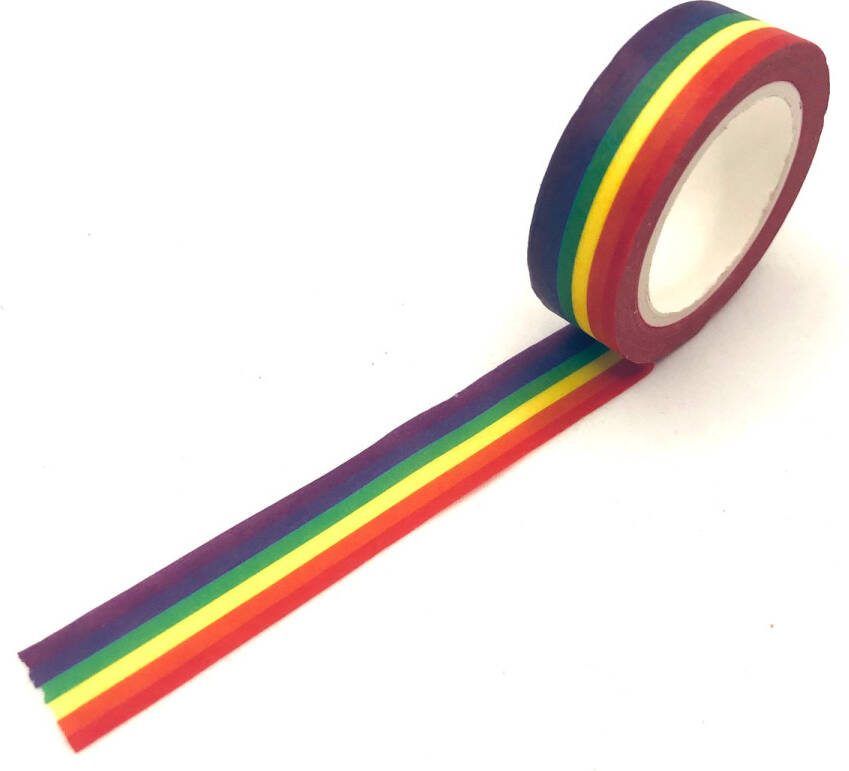 Regenboog washi tape 15mm 10m
