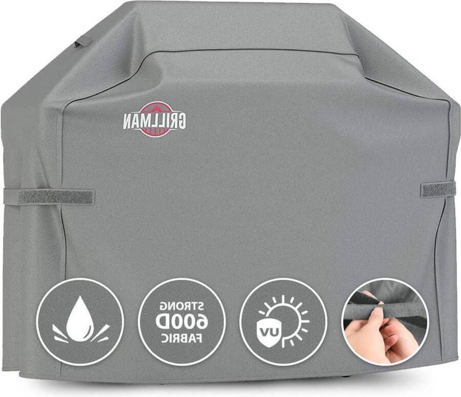 Regendichte grillafdekhoes voor gasgrill beschermhoes barbecuehoes stofdicht BBQ afdekking kap 163x61x122 cm grijs