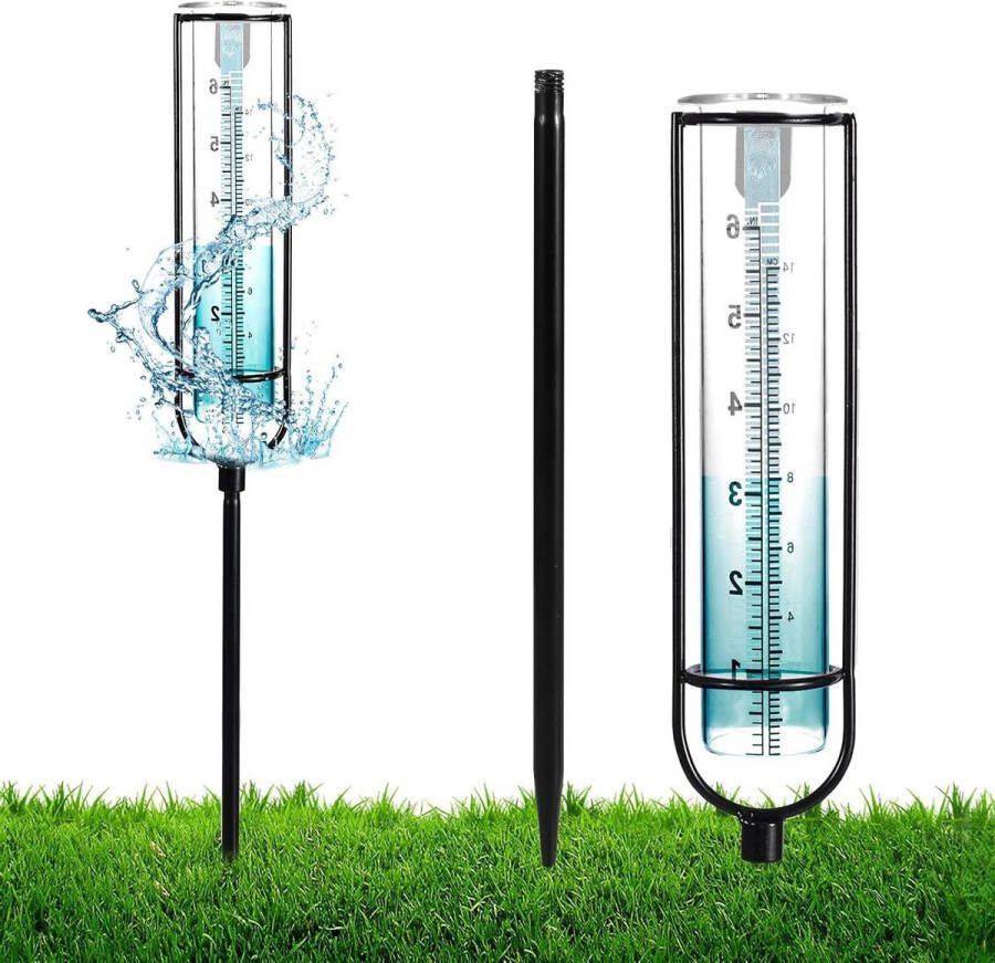 Regenmeter 6-Inch Glazen Buiten Weegschalen Paal en Metalen Buishouder Regenmeters voor Tuin Gazon Hek Brievenbus