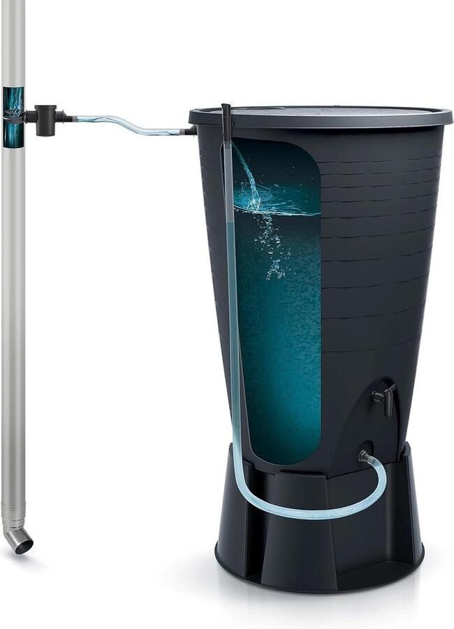 Regenton 260 liter wateropslag regenton regentank met deksel standaard kraan & vulautomaat Regenton