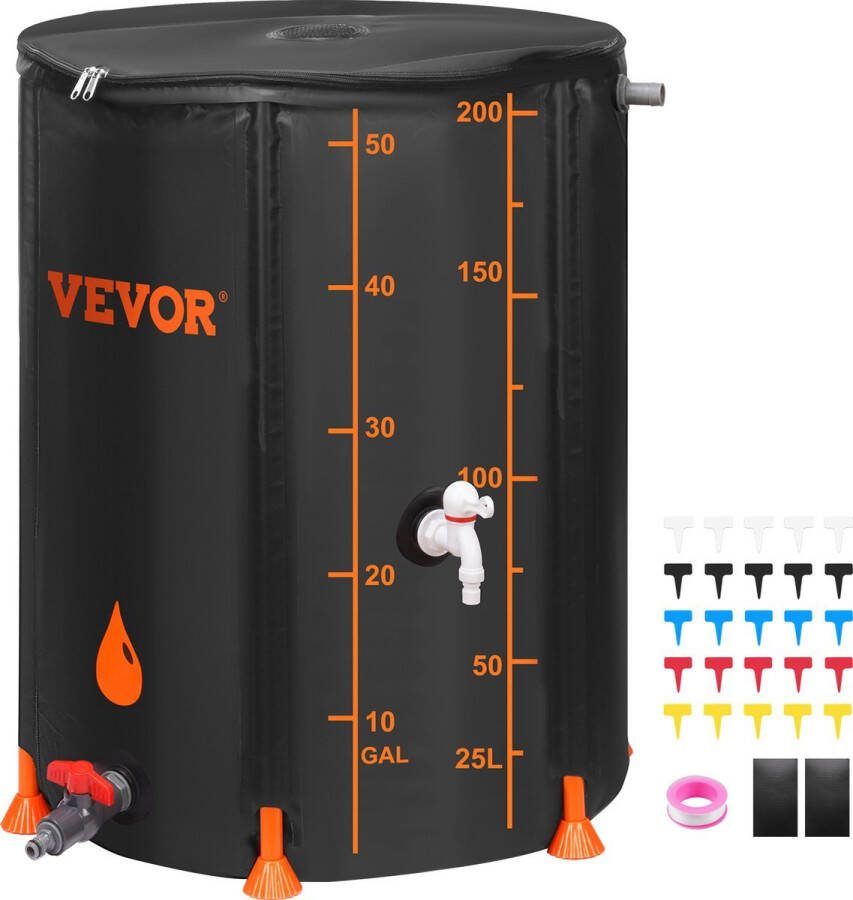 Regenton Regenwaterton Regentank 379L Opvouwbaar 1000D PVC-Materiaal met Afvoerventiel en Kraan voor Gebruik Buitenshuis