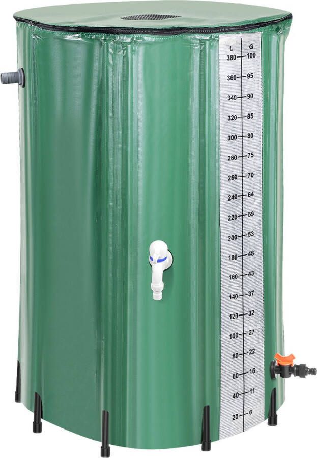 Regenton voordeelset Groen 380liter+ pvc steunbalk Regenwatertank 70 x 100 cm Regenton