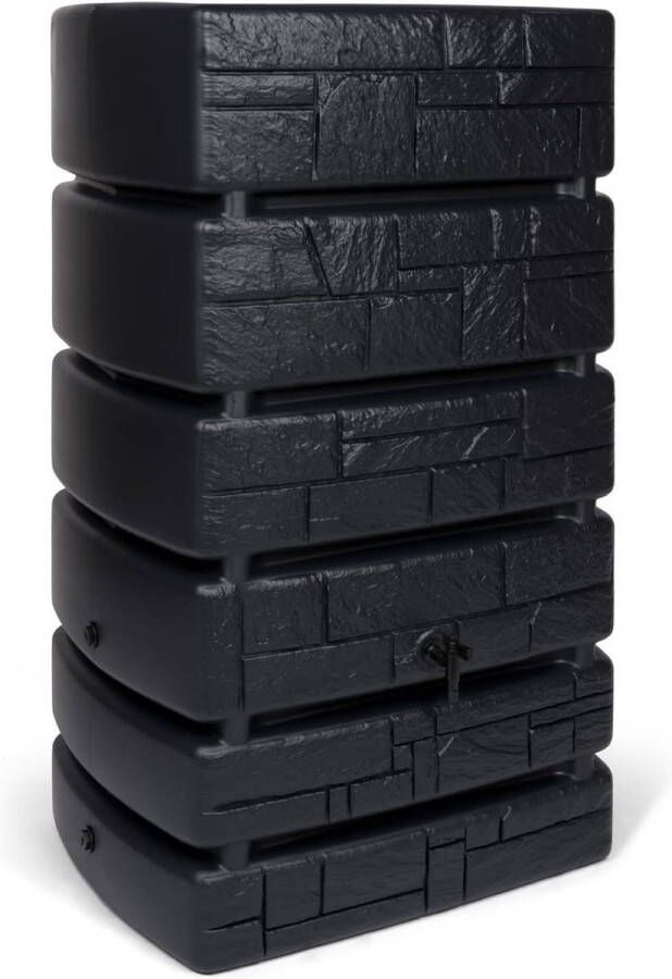 Regenton XXL waterton Tower Stone antraciet 500 liter kraan Afmetingen 775x583x130 cm Regenton