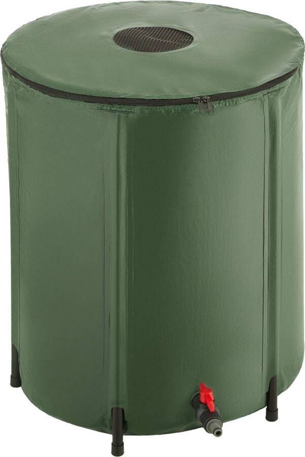 Tectake Regenwatertank voor tuin en camping Opvouwbare ton Regenton met deksel en kraan watertank regenwateropvangbak waterton 200L groen