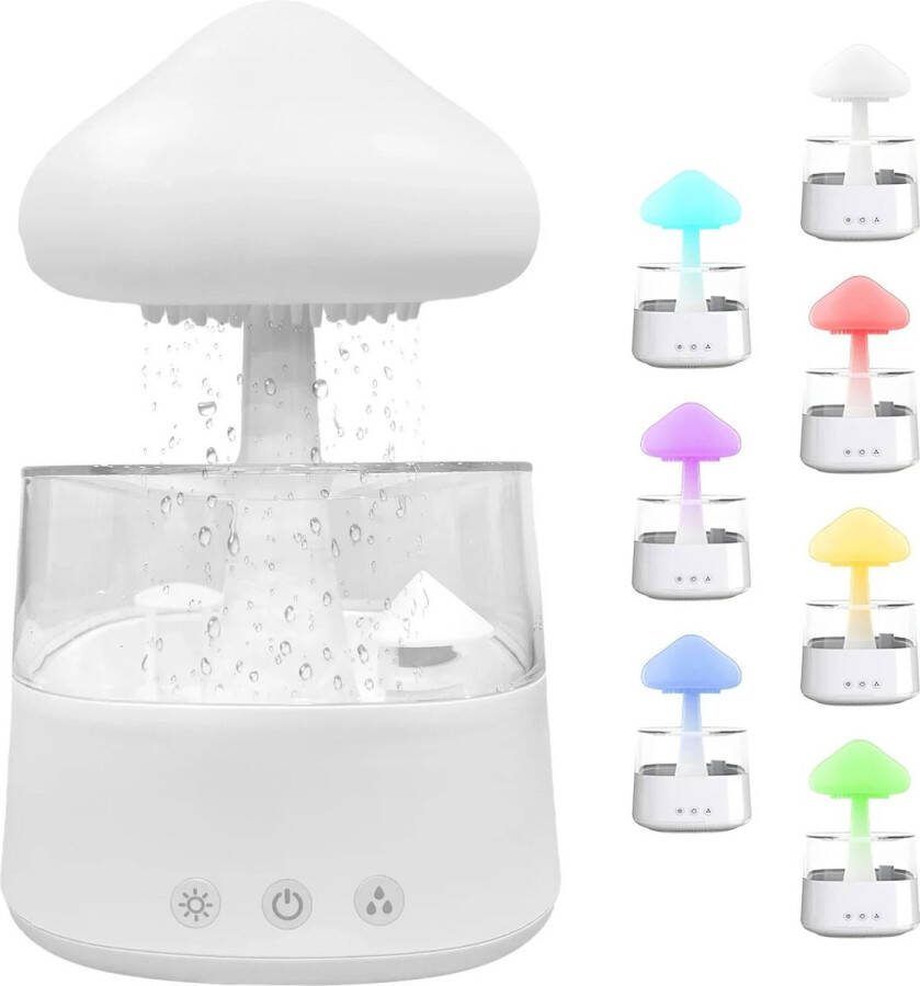 Regenwolk Luchtbevochtiger Aromalamp Bureaulamp Slaaptrainer Regendruppels Aroma Diffuser Nachtlamp Mistmaker Mistgenerator 7 Kleuren LED