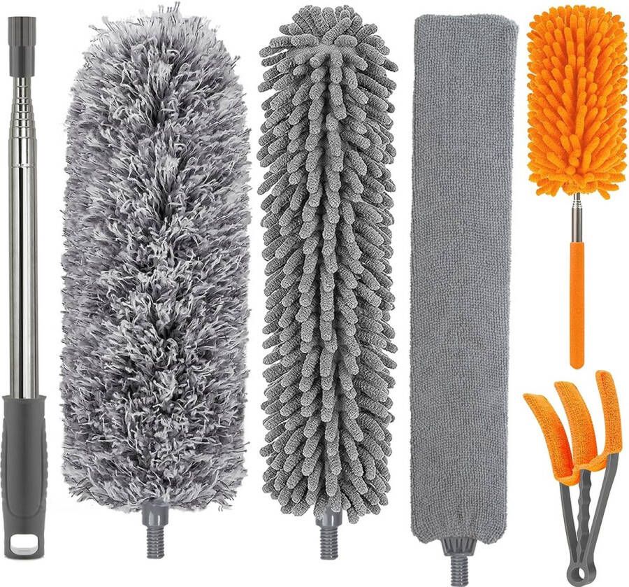 Reiniging Feather Duster met 30-100 Verlengpaal Plafondventilator Microfiber Duster Intrekbare opening Lange stofdoek voor hoge plafonds Spinnenweb Blinde muur
