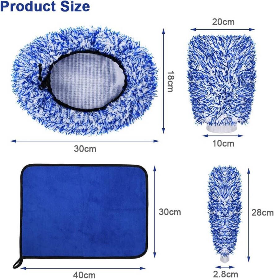 Reinigingsborstel Auto Sterke Wateropname Auto Reinigingsborstel Set inclusief 2 Washandje Autoborstelhoes Autowashandschoen Geen Krassen Microvezel Autoreinigingsset voor Auto Zorg