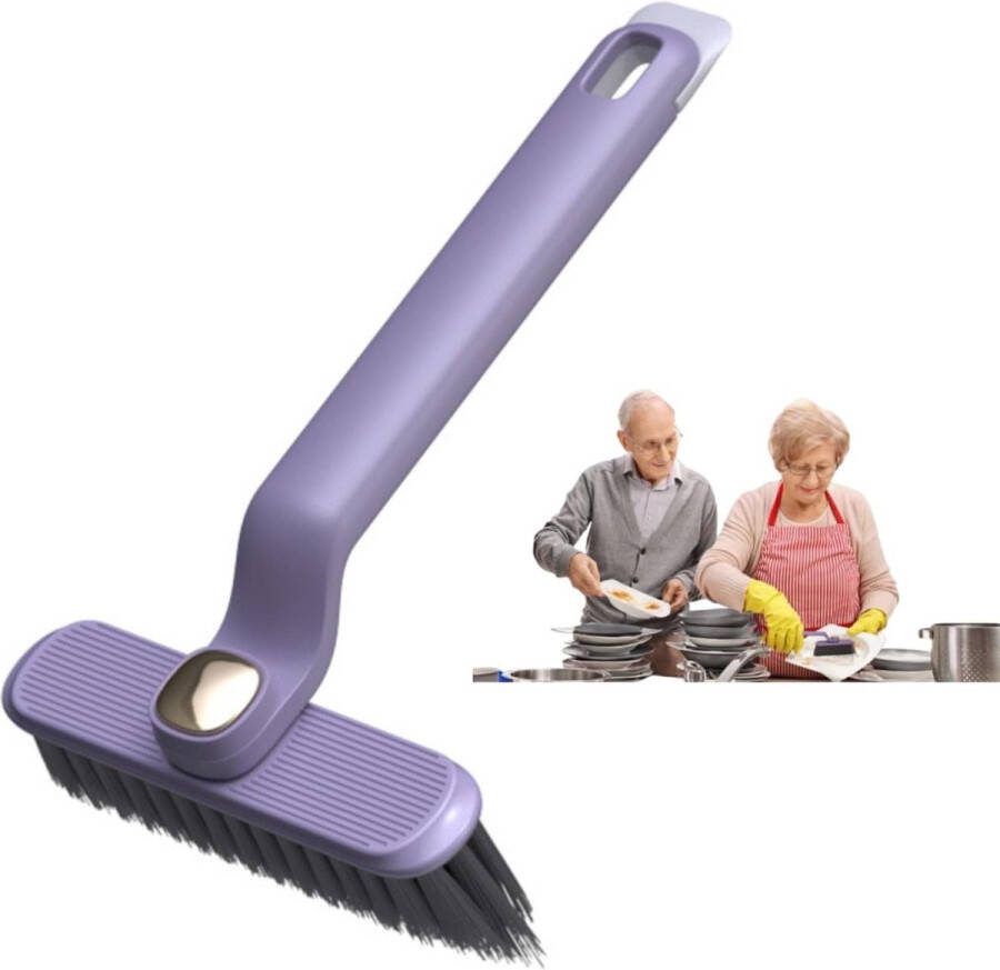 Reinigingsborstel met harde haren 360 graden roterende reinigingsborstel gezamenlijke reinigingsborstel met pincet en spatel voegenborstel voor keuken en badkamer (paars (kleur))