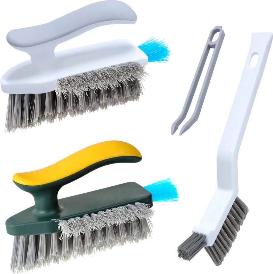 Reinigingsborstels 3 stuks met comfortabele grip hoekreinigingsborstel reiniging wortelborstel douche wastafel vloerreiniging van muur handige borstel voor voegen en tegels