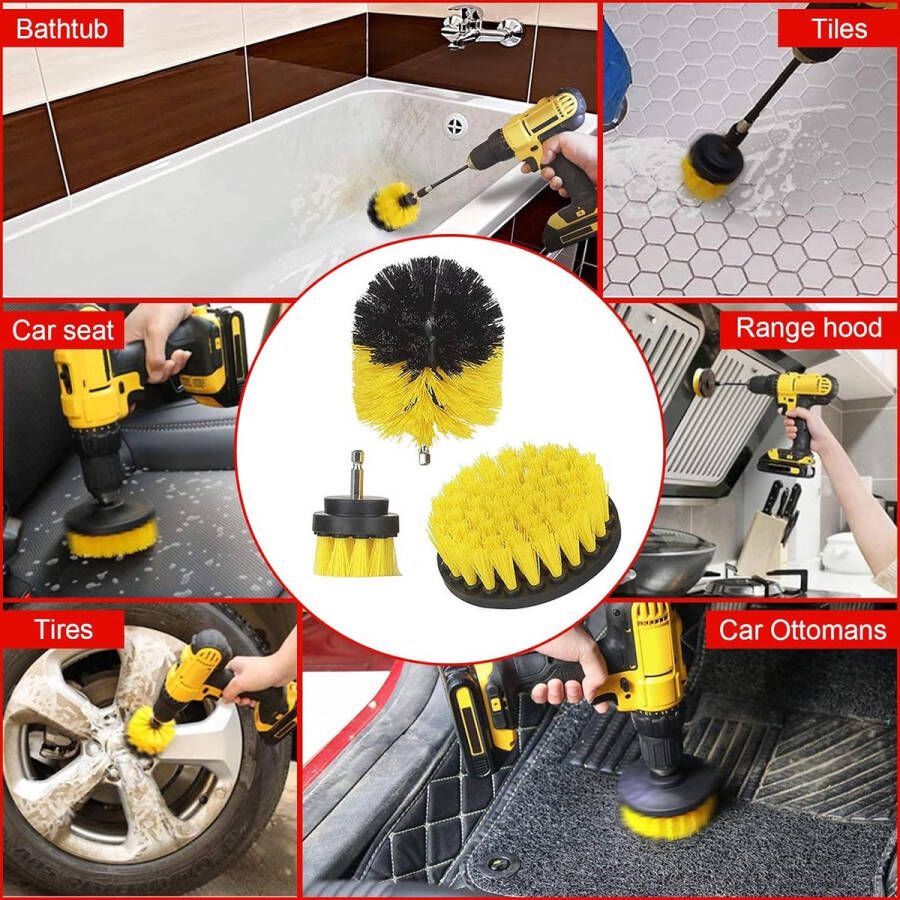 Reinigingsborstelset 14 stuks borstelopzetstukken boormachine auto detail reinigingsborstelset velgenborstel boorborstel voor auto motorfiets bad keuken badkamer