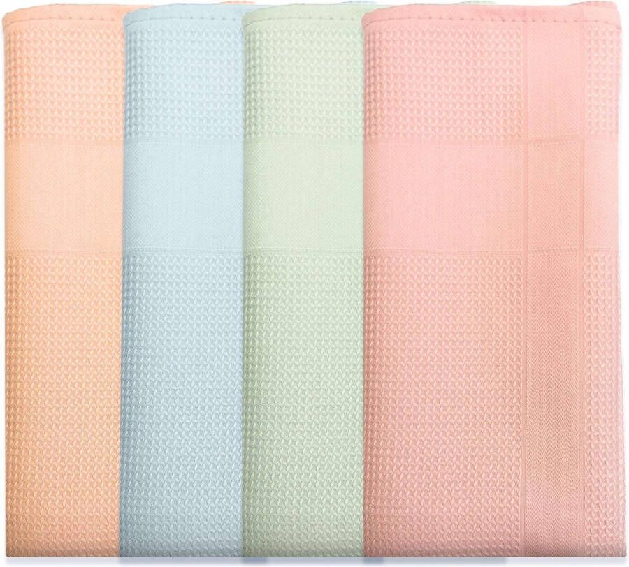 Reinigingsdoeken Microvezel Streeploos voor Hoogglans Oppervlakken Absorberende Microvezeldoeken Theedoeken Droogdoek #3052 (Pak van 4 Kleurrijk)