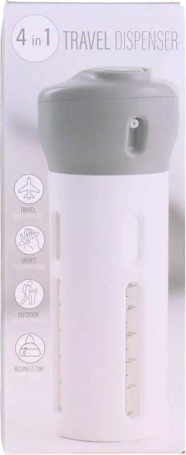 Reis bottle Shampoo en Zeep dispenser 4 in 1 dispenser Reisflesjes 4 flesjes van 40 ml Grijs