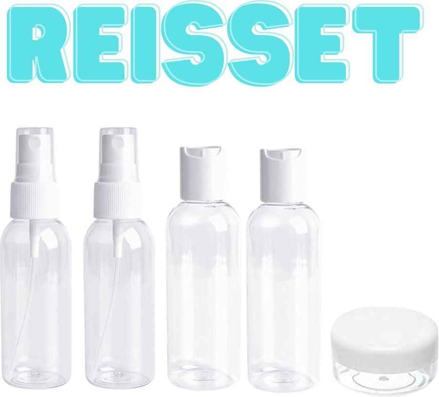 Reis Etui 5 delige set Reisflesjes Handbagage Herbruikbaar Reisset Reisflacons Reis flesjes Vliegtuig Silicone Traveltubes