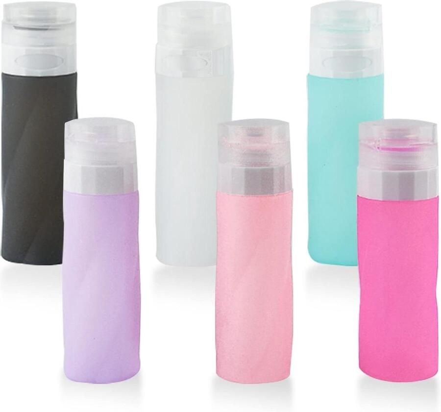 Reisfles 6-stuks Siliconen Reisflesjes Set Lekvrije Navulbare Containers 90 ml reisflesjes handbagage