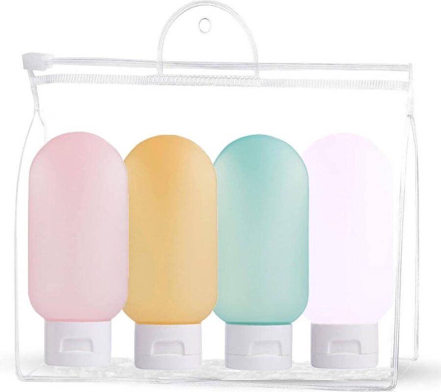 Reisflessen Set voor Vloeistoffen en Lotions Hervulbare Lotion Container Kit Toilettas Flessen voor op Reis Squeezable Lekvrije Sub Fles 4-delige Set reisflesjes 100ml