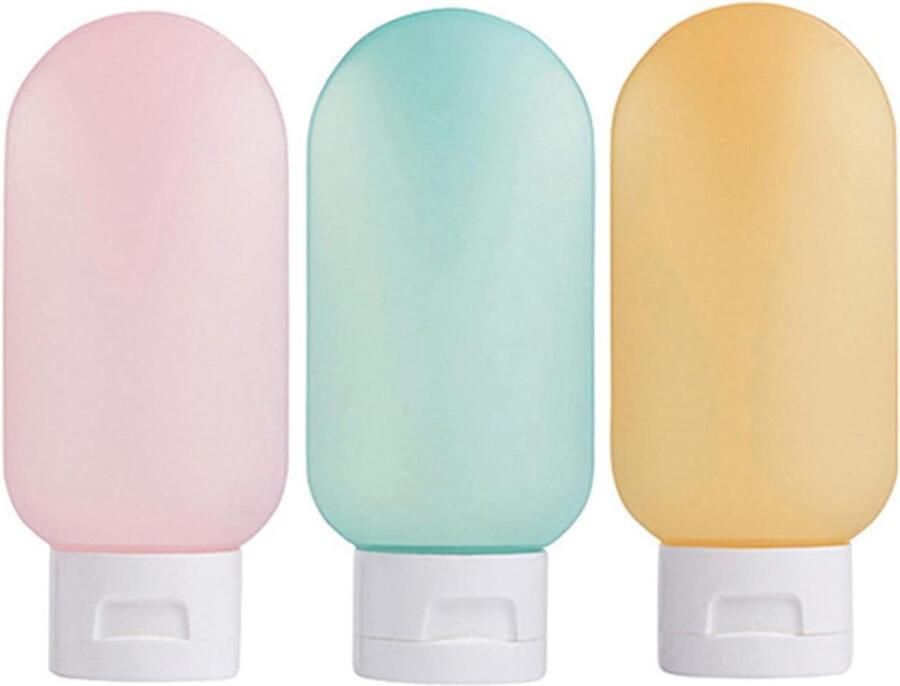 Reisflessenset 3 stuks Kunststof Draagbare reisflessenhouder Herbruikbaar 60 ml Toiletartikelen reisflesjes 100ml