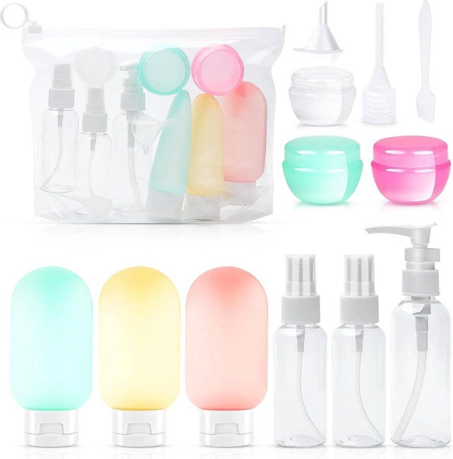Reisflessenset navulbare vloeistofcontainers TSA-goedgekeurd lekvrij voor reizen shampoos douchegels lotion (kleurrijke set) reisflesjes 100ml