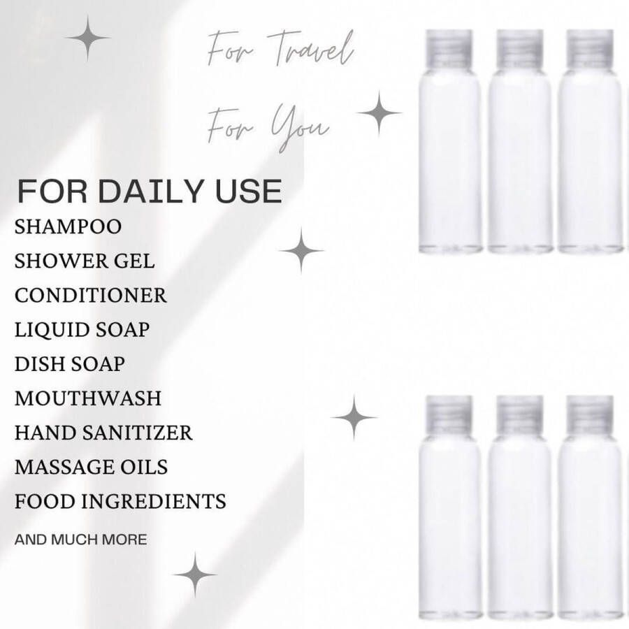 Reisflessenset om te vullen 6 x 100 ml Handbagage Reisset Cosmetica Hygiëne Mini-fles Douchegel Desinfectie Reizen reisflesjes handbagage