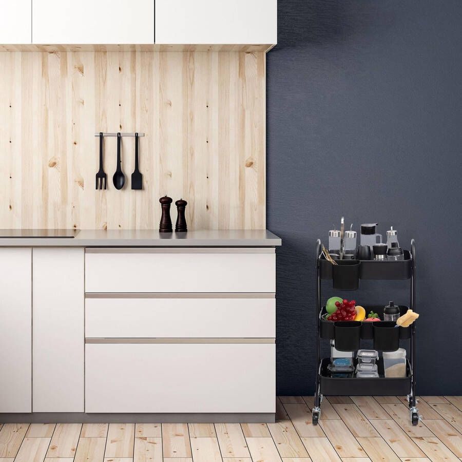 Rek op wielen plank organizer keukenrek keukentrolley keukenplank 40 x 30 x 70 cm
