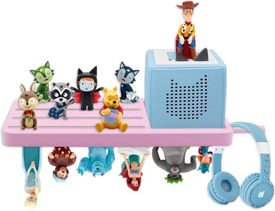 Rek voor Toniebox hoofdtelefoon en ca. 80 tonie-figuren kinderwandrek geschikt voor Toniebox starterset muziekbox muziekboxrek voor baby's jongens en meisjes roze