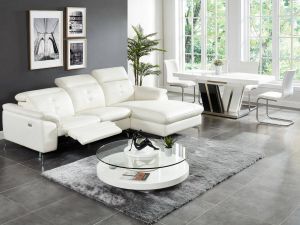 Relax hoekbank elektrisch van buffelleer LISMORE Wit Hoek rechts L 250 cm x H 98 cm x D 170 cm