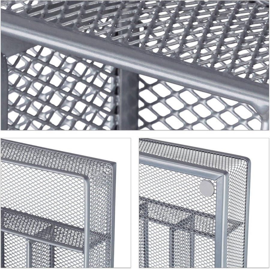 Relaxdays Bestekbak Metaal Grootte M 5 x 235 x 317 cm Robuuste Bestekcassette Zilver Handige Besteklade