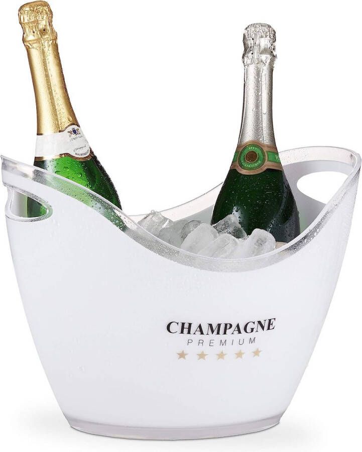 Relaxdays Champagnekoeler champagne Premium 6l volume dranken koelen champagnekoeler h x b x d: 25 5 x 34 5 x 26 cm wit 10028655