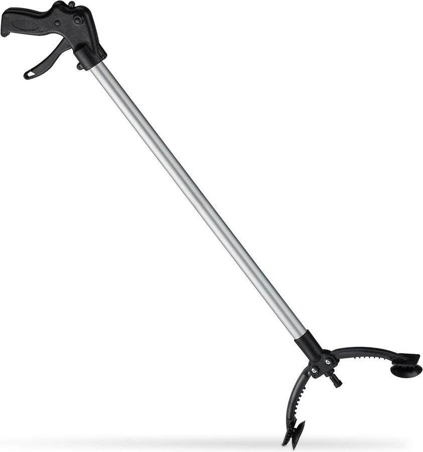 Relaxdays grijper afvalgrijper voor senioren 88 cm aluminium kunststof zwart-zilver Handgrijper