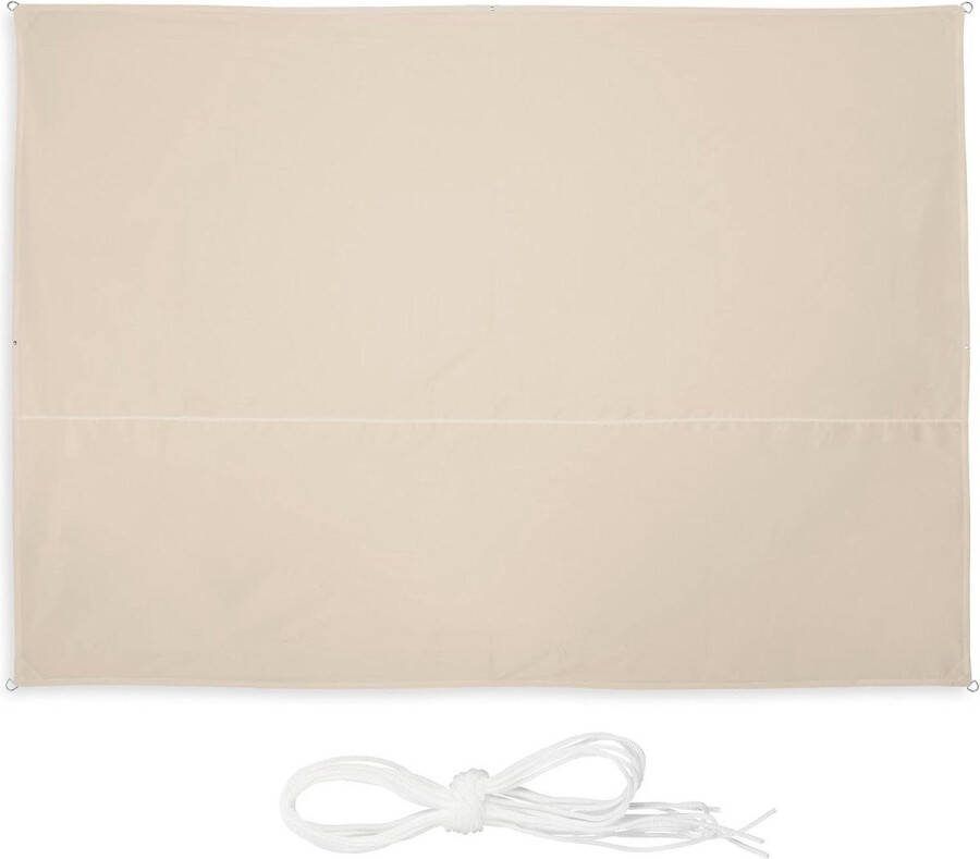 Relaxdays schaduwdoek rechthoek 3.5 x 4.5 m waterafstotend uv bestendig beige voor terras en balkon schaduwdoek