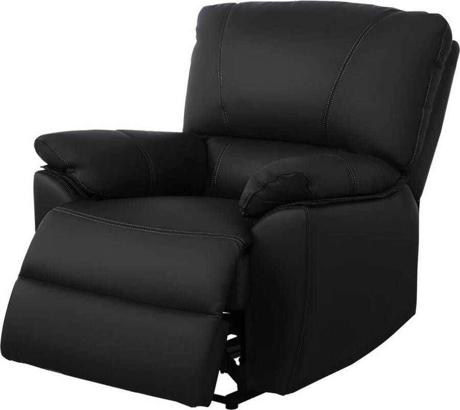 Relaxfauteuil van leer MARCIS zwart elektrisch L 96 cm x H 100 cm x D 93 cm