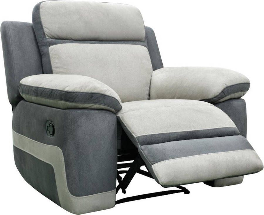 Relaxfauteuil van microvezel TALCA Licht grijs en antraciet L 101 cm x H 98 cm x D 96 cm