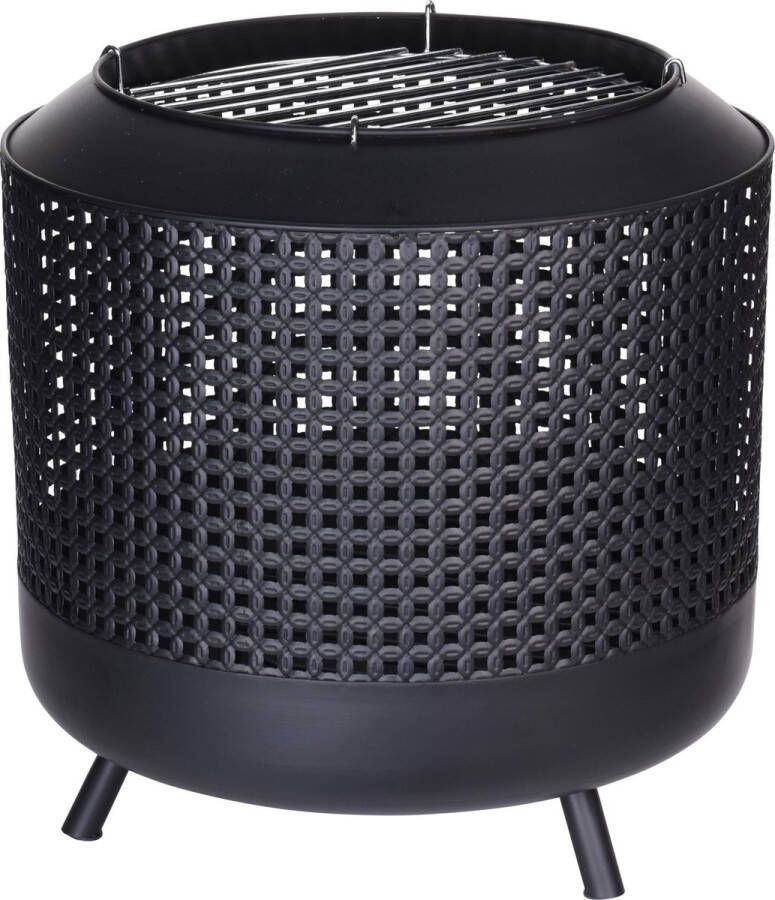 Relaxwonen Vuurkorf Bbq Dubbel Plezier Tuin Zomer Zwart 50x50x51cm